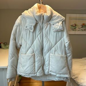 Free People White Puffa Jacket XS
